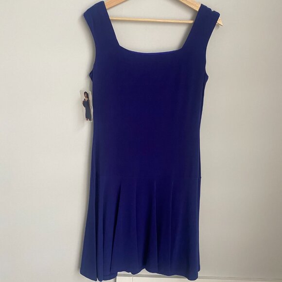 Donna Fashion Purple Sleeveless Drop Waisted Stretch Lined Midi Dress Size M - Picture 4 of 7